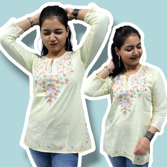 Butter yellow short kurti