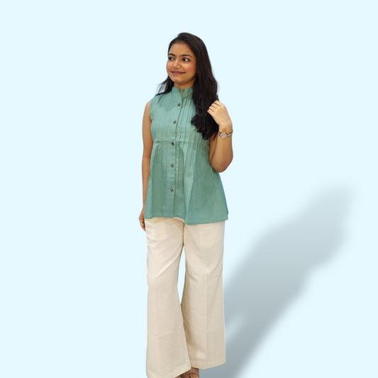 Jade Green Pleat Top