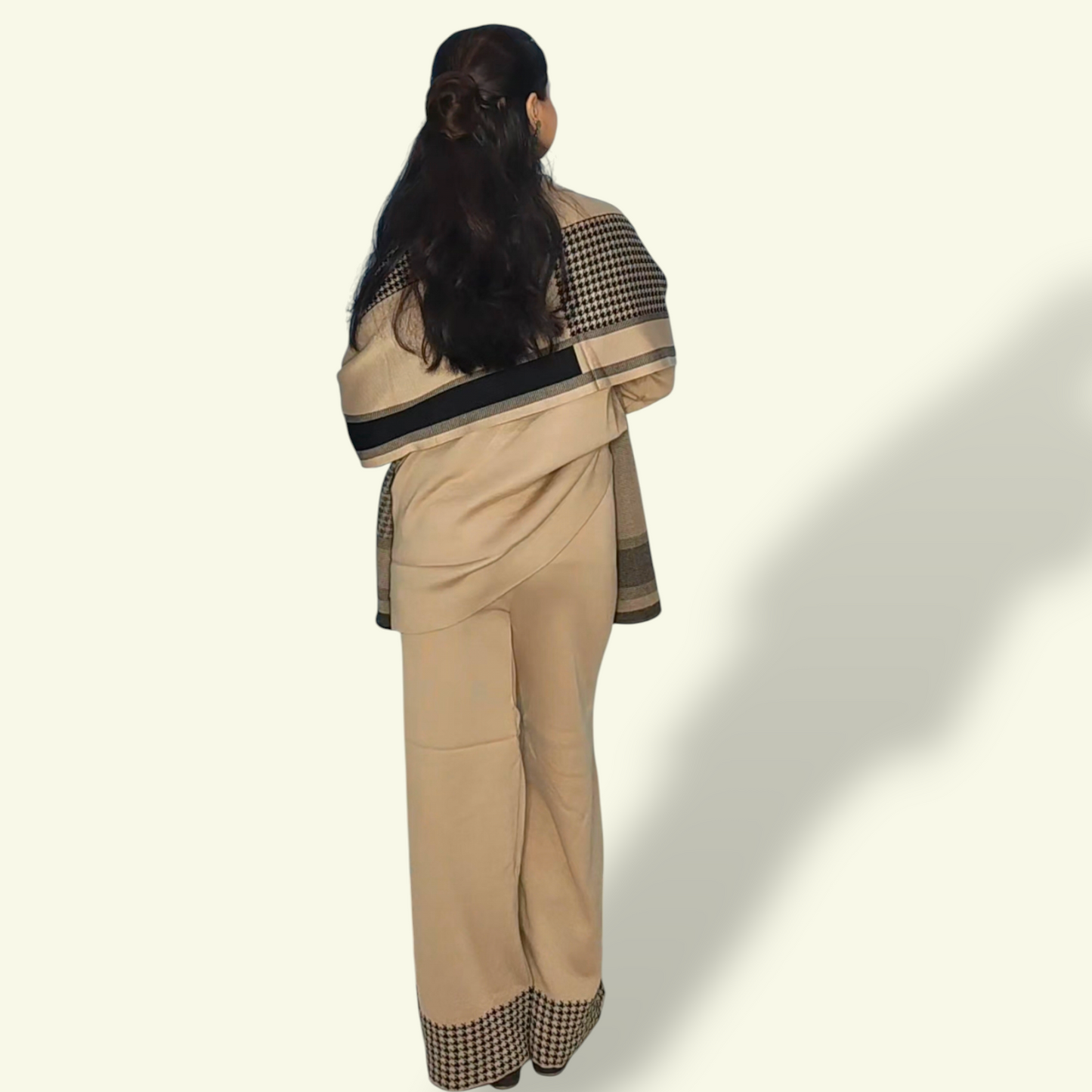 Co-ord set with shawl(Brown)