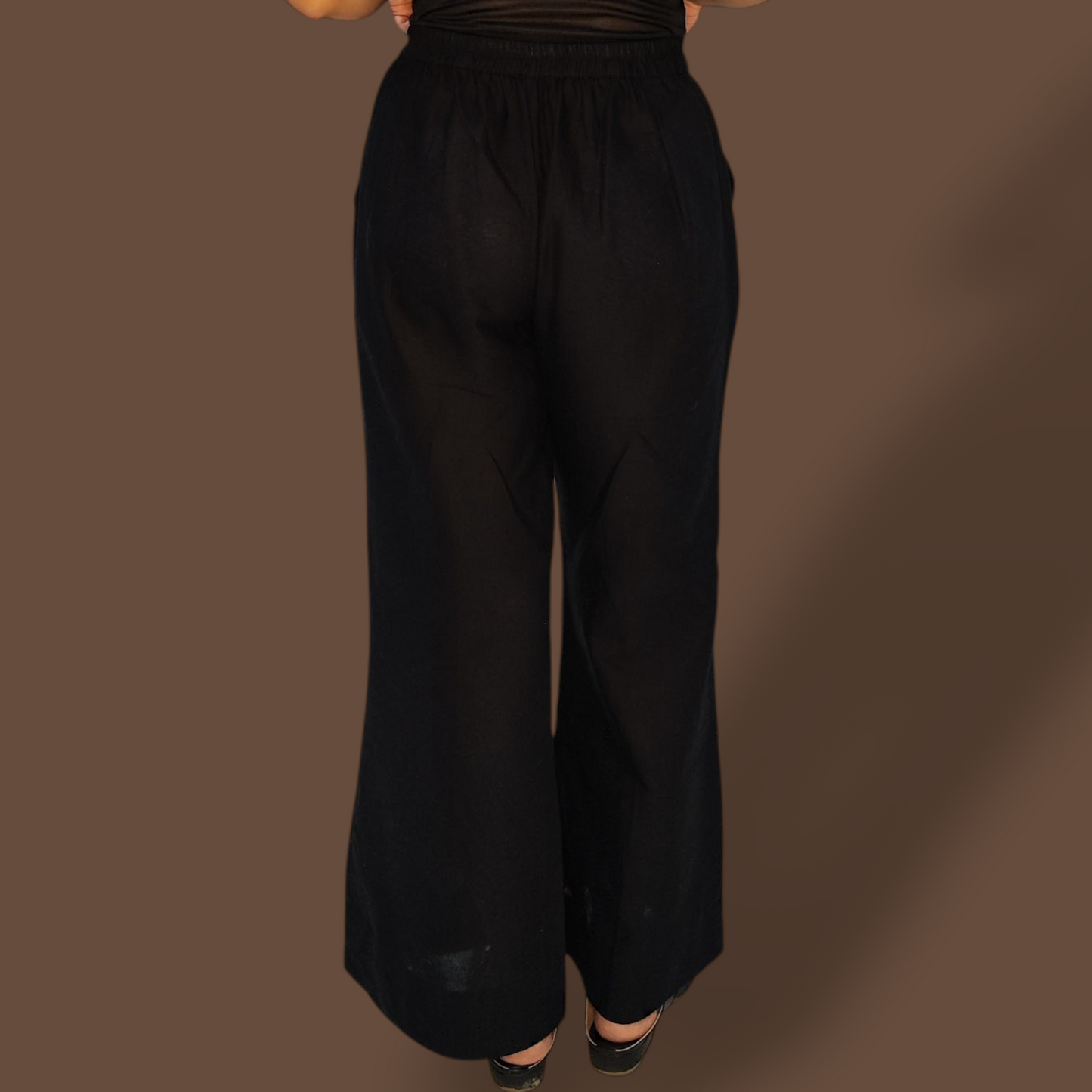 Black cotton-Linen pants