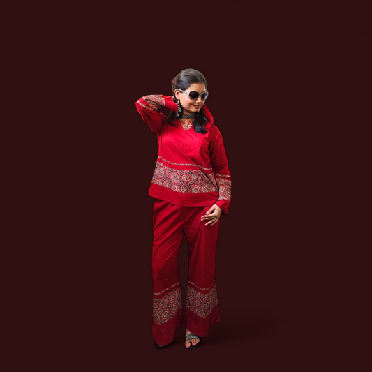 Maroon Ajrakh Co-ord