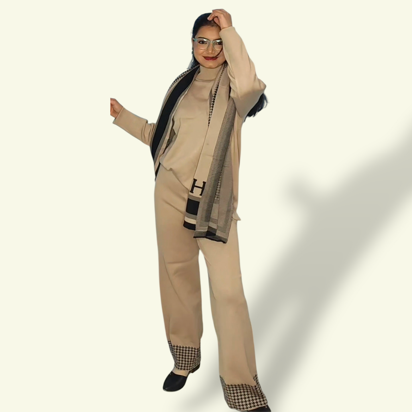 Co-ord set with shawl(Brown)