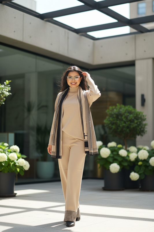 Co-ord set with shawl(Brown)