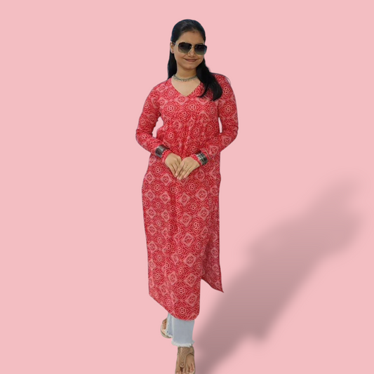 Bandhni Red Kurti