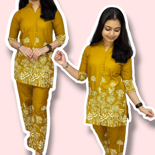 Khadi Cotton Yellow Co-ord Set