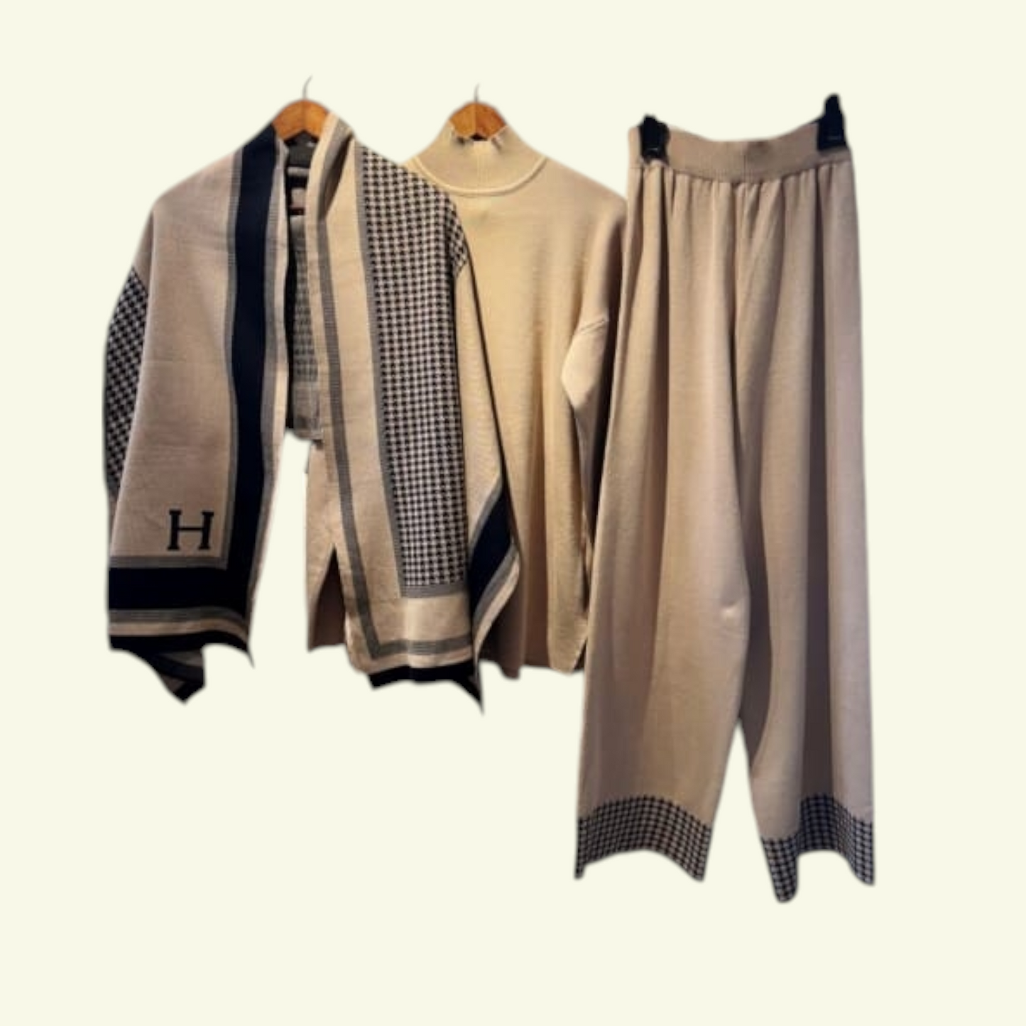 Co-ord set with shawl(Brown)